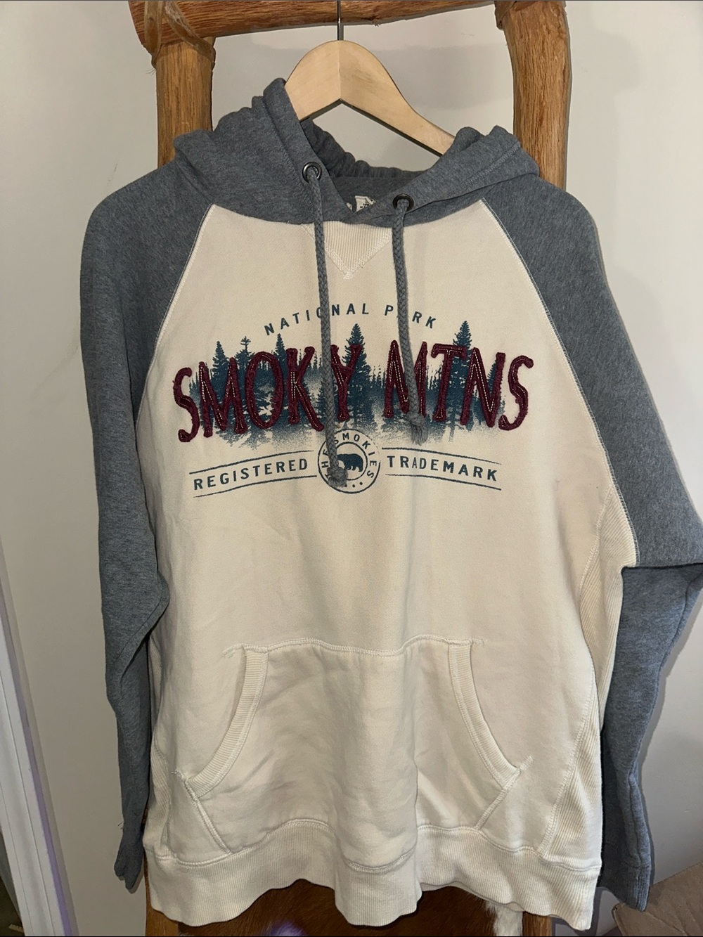 Cream & Gray Smokey Mountains National Park Hoodie